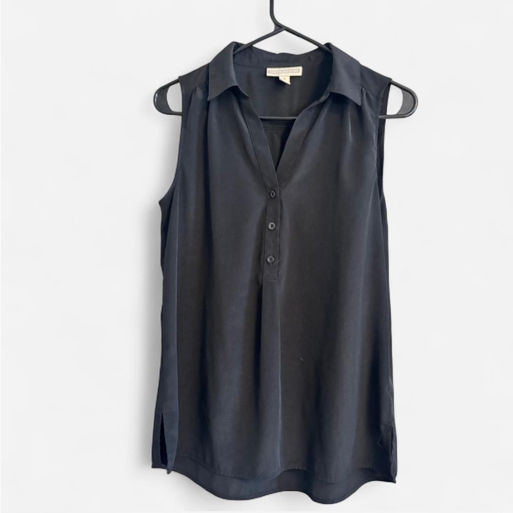 Dana Buchman Black Sleeveless Button Front Blouse Size Small